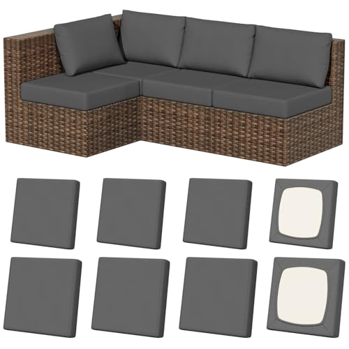 8Pcs stretch patio cushion covers (square large & small) grey