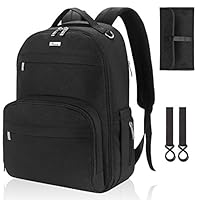 Voova oova Diaper Bag Backpack, Multifunction Travel Back Pack Maternity Baby Nappy Changing Bags with Changing Pad & Stroller Straps, Large Capacity,Waterproof and Stylish for Mom and Dad, Black