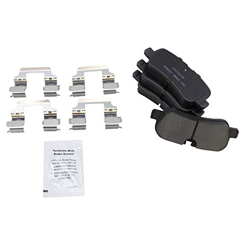 Image of TRQ Rear Brake Pad and Rotor Set Ceramic Parking Shoe Compatible with 2005-2009 Land Rover LR3 2010-2016 LR4 2006-2009 Range Rover Sport
