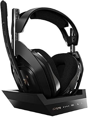 ASTRO Gaming A50 Auriculares inalámbricos para gaming y estación-base de carga, 4a gen, control de balance de juego, voz, 2.4 GHz, 15m alcance, Xbox Series X y S, Xbox One, PC - Negro/Oro