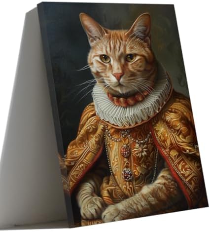 ZQQART Aristocratic Animals Canvas Wall Art Lady Orange Cat in Dr...