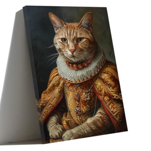 ZQQART Aristocratic Animals Canvas Wall Art Lady Orange Cat in Dr...
