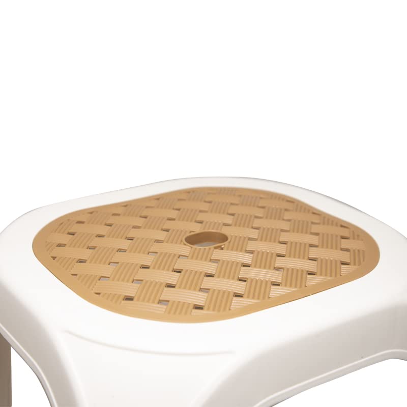 VIRSUS 2 Sgabelli da bagno in plastica 7348, misura 31x27x46 cm, sgabellino Multiuso per bambini e adulti per cucina, cameretta, Vari colori (bianco e marrone)