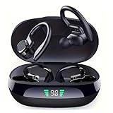 Fones de ouvido sem fio para esportes em forma de gancho com Bluetooth 5.4, qualidade de som Hi-Fi e longa autonomia – A escolha perfeita para atividades esportivas e ao ar livre (Preto)