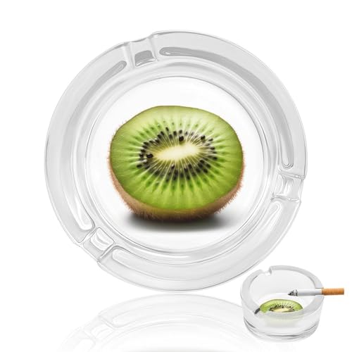 Posacenere creativo in vetro, verde kiwi stampato, portatile, moderno, posacenere in vetro, adatto per casa e ufficio