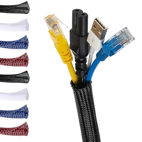 MarketConnect® Guaina Cavi SELF-CLOSING Ø 6mm, L 4mt • Raccogli e Nascondi Cavi • Ideale per Scrivania e TV • NERO