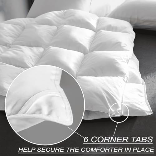 Image of Full Size Comforter Set - All Season Down Alternative Bedding Comforter Set - Quilted Duvet Insert with Corner Tabs - Box Stitched Blanket - Breathable, Soft - White