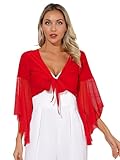 Manyakai Cache Coeur Danse Classique Femme Manche Longue Haut Danses du Ventre Top Danse Orientale Latine Dancewear A Rouge Taille Unique