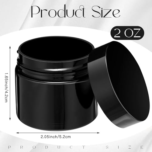 Image of Patelai 4 Pcs Plastic Jars Wide Mouth with Lids,2 Ounce,Pure Black | Travel Size for Creams Oils, Clear Round Storage Cosmetics Containers, Leak Proof Screw on Lids for Makeup Beauty DIY