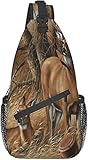 Lsjuee Deer-Grass Forest Nature Sling Bag Crossbody Sling Mochila Hombro Cofre Bolsa Viaje Senderismo Mochila para Mujeres Hombres Deportes al aire libre