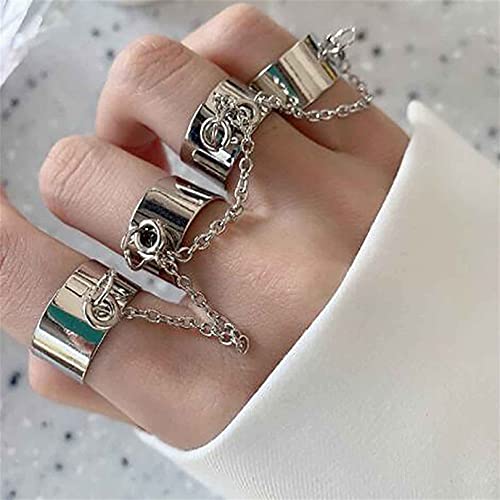 YYZLL Anneaux de chaîne réglables Quatre Gothiques Doigts en chaîne Ouverts d'articulation Punk Bague Knuckle Bijoux Cadeau pour Femmes Filles Cover