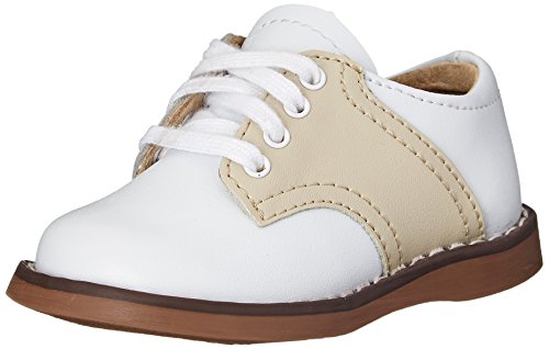 FOOTMATES Cheer Lace-Up Saddle Oxford Girls and Boys Dress Shoes with Wide Toe Box and Custom-Fit Insoles, Non-Marking Outsoles - for Infants, Toddlers and Little Kids, Ages 0-8