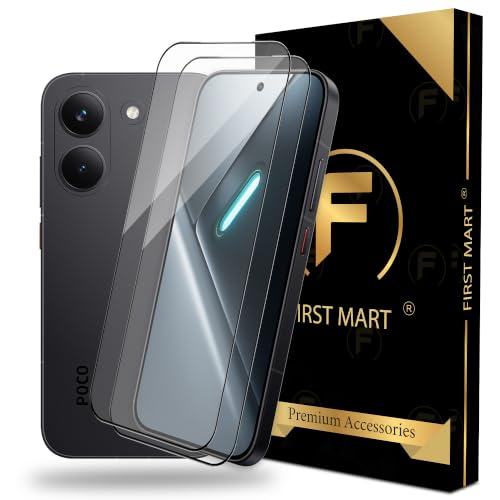 Image of FIRST MART Tempered Glass Screen Protector for Poco X8 Pro - Full-Glue Screen Guard, 3D Edge to Edge, HD Clear, Bubble-Free, Case-Friendly, Black, Pack of 2