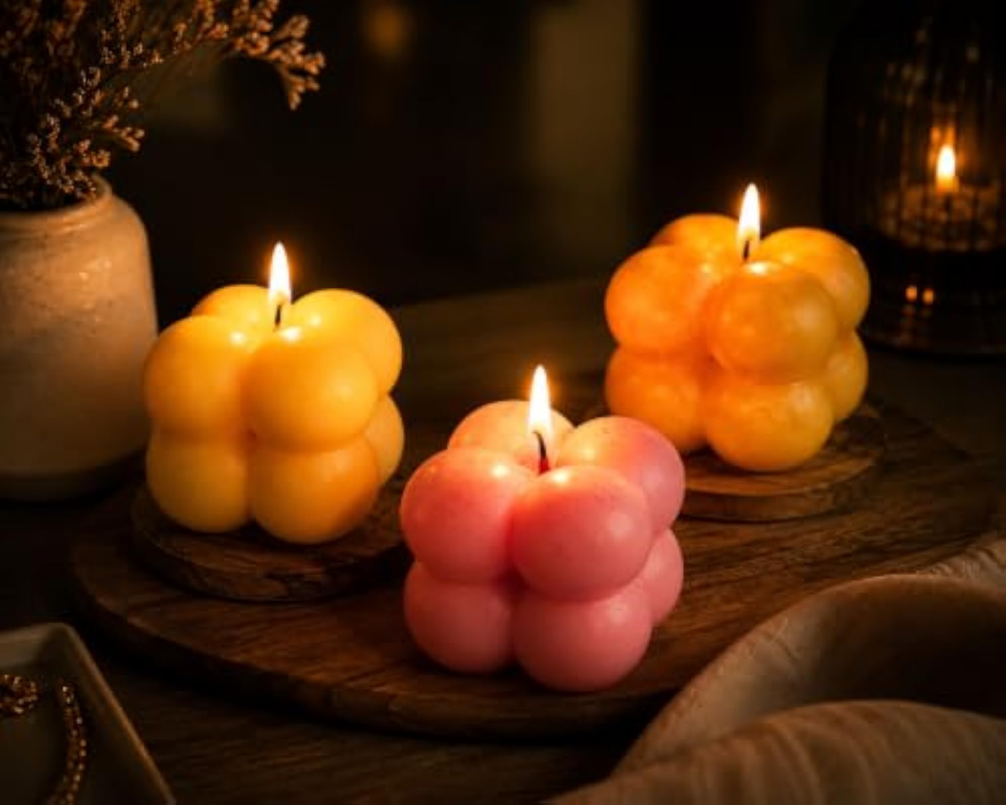 Small Cloud Bubble Candle Gift, Orange Colour