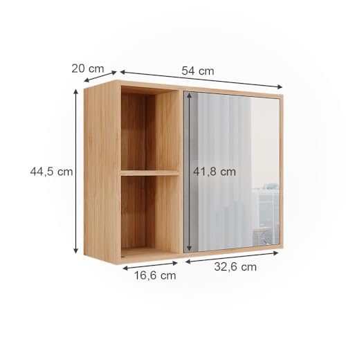 Vicco Mobile A Specchio Per Il Bagno Lucie, Bambù, 54 X 44.5 Cm Con Specchio - 3