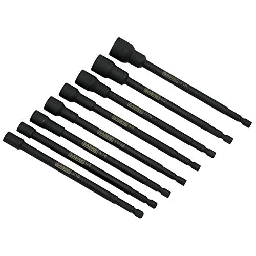 Sabre Tools 8 Piece Sae Impact Magnetic Nut Driver Set – 6 Inch Length, 1/4 Inch Hex Shank, Magnetic Socket Tip (8 Piece Sae Set) #TOP3