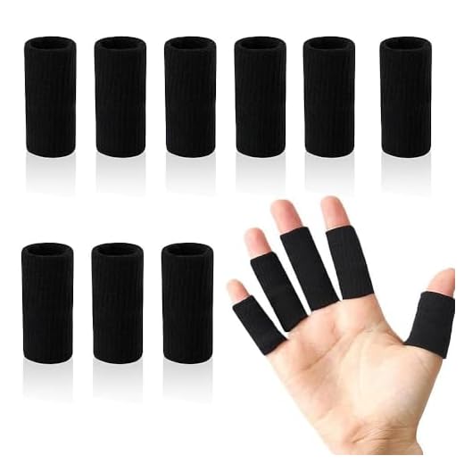 WHALE Finger Sleeves Protectors, 10Pcs Sport Finger Sleeves Elastic Thumb Brace Support for Basketball Golf Premium Finger Sleeves for Arthritis Perfect for Relieving Pain (10PCS black set)