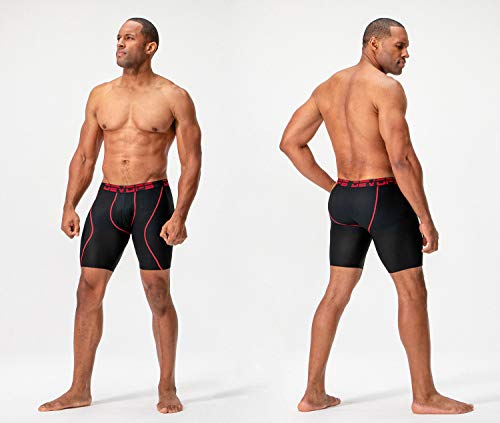 Devops Men's Perfomance Cool Dry Mesh Underwear Boxer Trunk 9-Inch Brief (3 Pack) (X-Large, Black-Black-Black) #TOP4