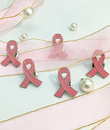 image for MEUUT 100 Pack Breast Cancer Awareness Lapel Pins Pink Hope Ribbon Bro
