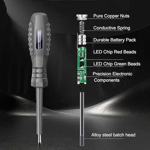 2-in-1-Schraubendreher mit Starkem Drehmoment und Magnet,2 Stück Spannungsprüfer Schraubendreher,Phasenprüfer Schraubendreher, Prüfschraubendreher