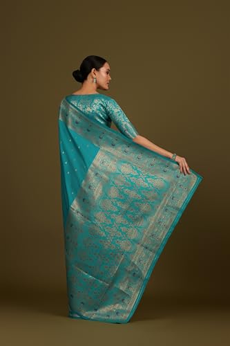Image of Monjolika Fashion Women's Pure Kanjivaram Style Banarasi Soft Silk Saree With Blouse For Wedding
