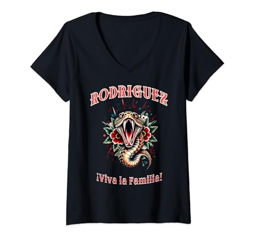 Womens VIVA LA FAMILIA RODRÍGUEZ! Latin pride design V-Neck T-Shirt