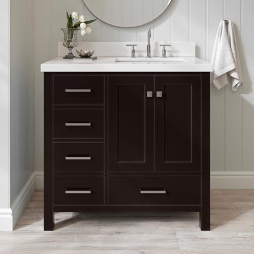 ARIEL Cambridge 36-inch Bathroom Vanity with Sink,Solid Wood, 1.5-inch Pure
