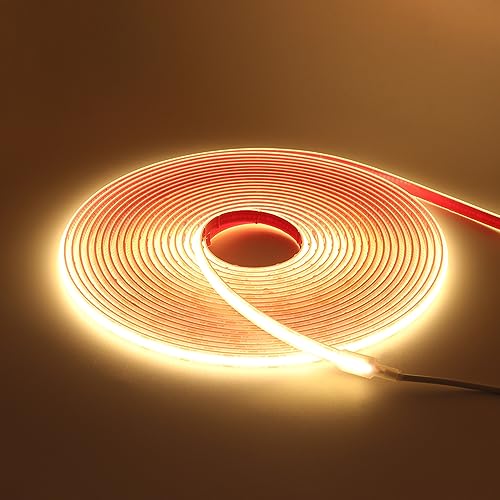 HEGEHE Nastro LED COB autoadesivo, 320 Leds/m IP68 impermeabile, super luminoso, fascia flessibile, striscia LED per scale, camera da letto, Natale, festa, interno/esterno (bianco caldo, 1 m)