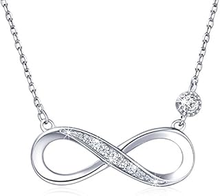 Silver Necklace for Women Billie Bijoux 925 Sterling Silver Infinity Heart Pendant White Gold Plated Diamond Women Adjustable Necklace Bracelet Set