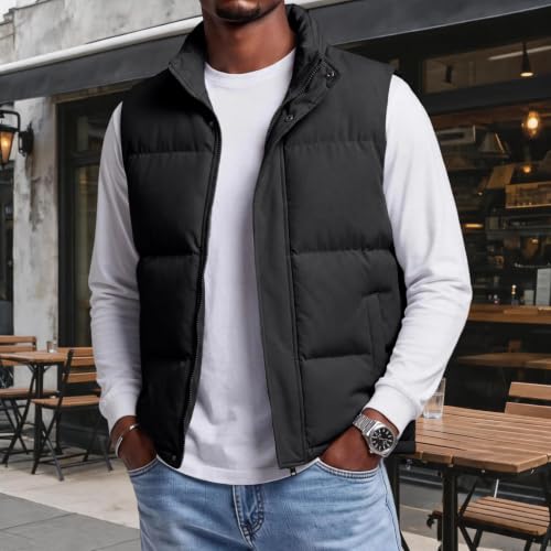 Black Puffer Vest Men Quilted Vest No Hood Lightweight Puffer Jacket - image 2