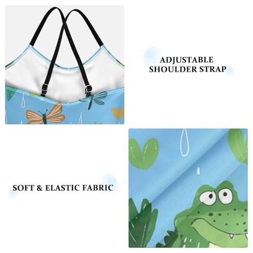 Cute Alligators Girls One Piece Swimsuits Raindrops Sport Halter Swimwear Beach Bathing Suit 3T3