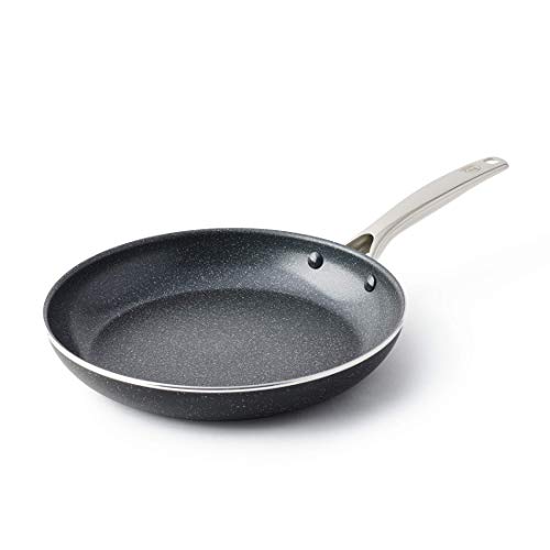 GreenChef Berlin Rocks Sartén de Cerámica Antiadherente Saludable de 28 cm, Sin PFAS, Mango de Acero Inoxidable, Apta para todas las placas incluyendo Inducción,Horno hasta 200°C y Lavavajillas, Negra
