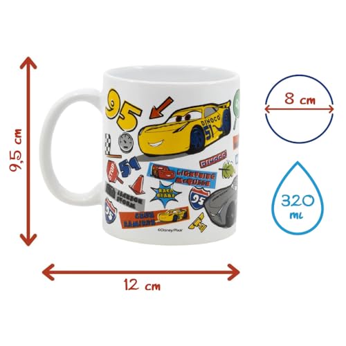 Taza de cerámica Cars Disney modelo Mug 325 ml taza de desayuno para niños