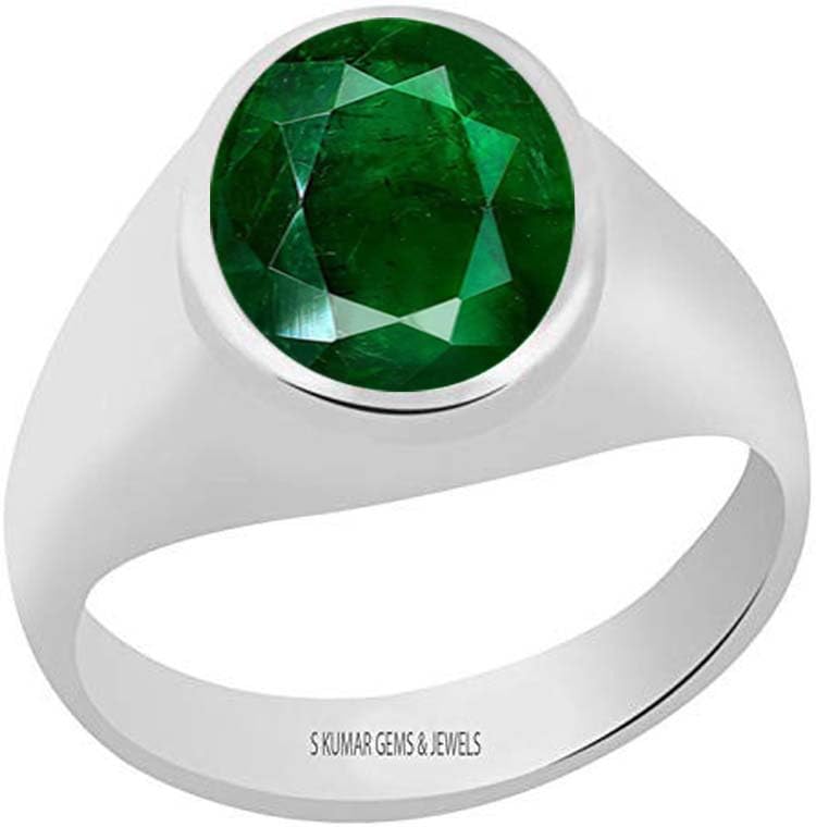 s kumar gems & jewels Certified Original Emerald Stone (Panna Stone) 3.25 Ratti Sterling Silver Ring for Men and Women-picture-27