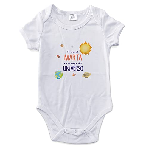 LolaPix Body Día de la Madre Personalizado Con Nombre - Bebé, Niño, Niña - Mameluco, Pelele Manga Corta - Regalos Personalizados - Tallas 0-18 Meses - Mamá Universo