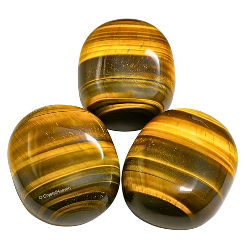 Image of Certified Tiger Eye Agate Palm Pebbles Stones For Anxiety Stress Relief | AAA Grade Original Healing Gemstone Agate Palm Stone For Yoga Meditation Spiritual Reiki Feng Shui