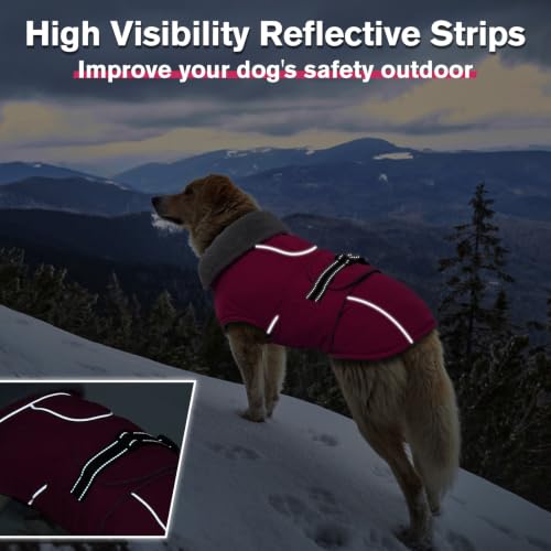 Image of Lelepet Dog Coat Reflective Waterproof Fleece Vest with Adjustable Buckle