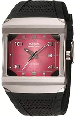 Casio Marine Gear MRP-101-4A Analog Watch, Red Dial, Water Resistant 100M, Black Rubber Strap