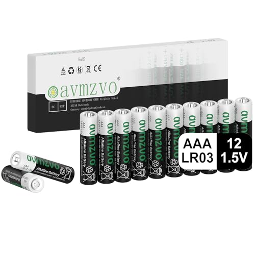 avmzvo Pilas AAA, Pila LR03 alcalinas 1,5 V, 12 Unidades, Potencia Duradera, Potente, se Puede Utilizar para Juguetes, Despertador y Otros Dispositivos electrónicos