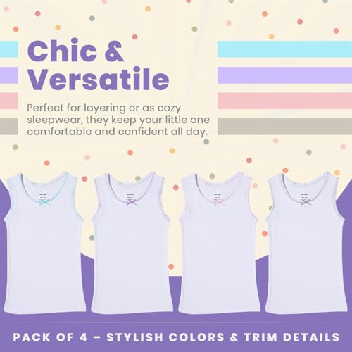 Buyless Fashion Tank Tops for Girls- Sleeveless Cami Tanks Cotton Undershirts for Dance Gymnastics Kids Toddler Size (4 Pack)3