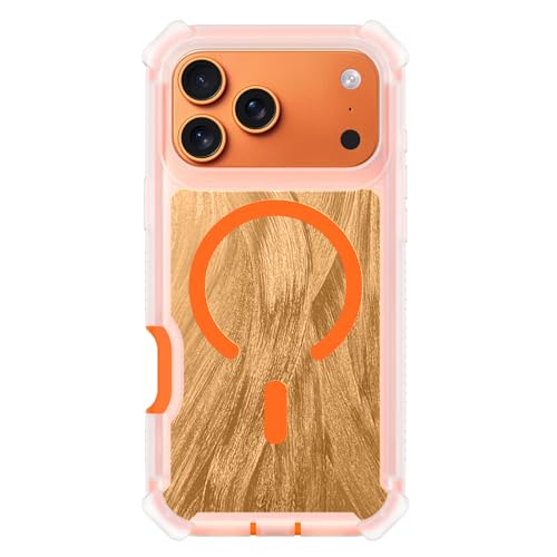Coque iPhone 17 Pro Max orange antichoc et compatible MagSafe à paillettes