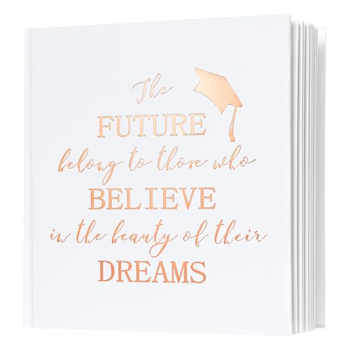 Calculs Graduation Guestbook Polaroid Commencement Rave Party Picture Book for The Grad Guest Book 8.5” Square Hardcover Blank Pages (Rose Gold)