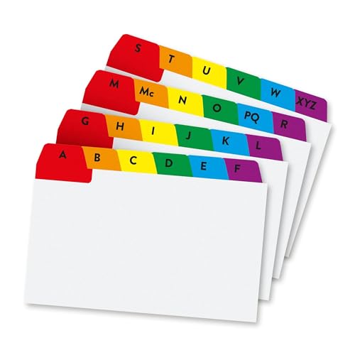 Image of Pukka Pad Concord Guide Cards - Durable 6x4in A-Z Colour-Coded Tabs, Concord A-Z Guide Cards for Revision & Organisation, Reinforced Flashcards for Study, Filing, Recipes, Clients & More