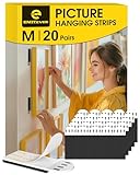 Emitever Picture Hanging Strips Heavy Duty M-20 Pairs (40 Strips), Holds up to 5.4 KG, No Damage Picture Adhesive Strips, Hook and Loop Mounting Tape Black