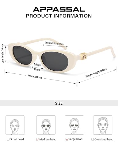 Retro Oval Sunglasses for Women with Small Faces, Vintage Cat-Eye Sun Glasses with Gold Accents AP3754