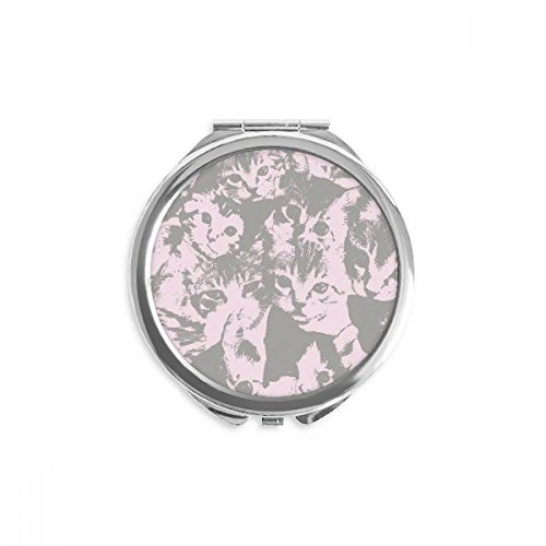 Miroir ronde maquillage chat portable compact petit format multicolore