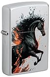 Zippo Sturmfeuerzeug - Fire Horse, Satin Chrome, Color Image - Nachfüllbar - Wiederverwendbar - Windfestes Design - Geschenkbox - Made in USA