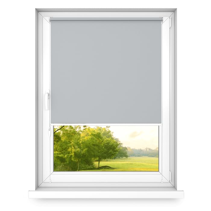 time4blinds – Blackout Blind Without Drilling – No Drill Blinds for Windows, Blinds Window – 3 Mounting Methods, Silver Thermal Coating – Moonlight Grey, 1100x2500mm, Left Pull