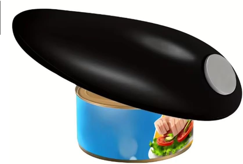 Electric Can Opener One Touch Side Cut Opener Automatic Hands-Free Easy Pull Tab Bottle Opener Battery-Powered Batteries Not Included (Black)
