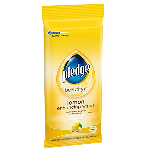 Pledge Multi-Surface Furniture Polish Wipes, Works On Wood, Granite, And Leather, Cleans And Protects, Lemon, Pack Of 2 - (24 Total Wipes) #TOP1